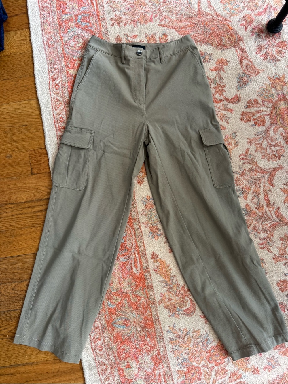 Theory Tan Wide Leg Cargo Pants